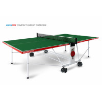 Теннисный стол Compact Expert Outdoor green - складная модель всепогодного теннисного стола для улицы и помещений. Механизм трансформации.