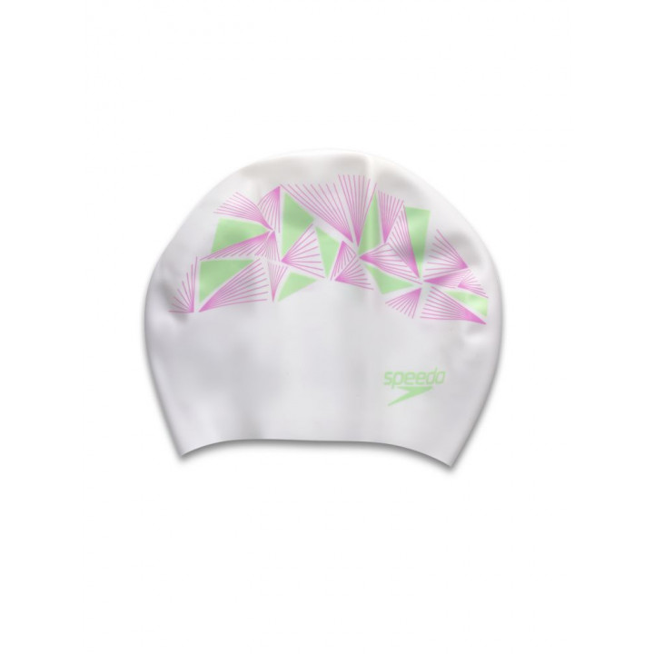 Шапочка для плавания SPEEDO LONG HAIR CAP PRINTED ((C907) бел/роз, one size)