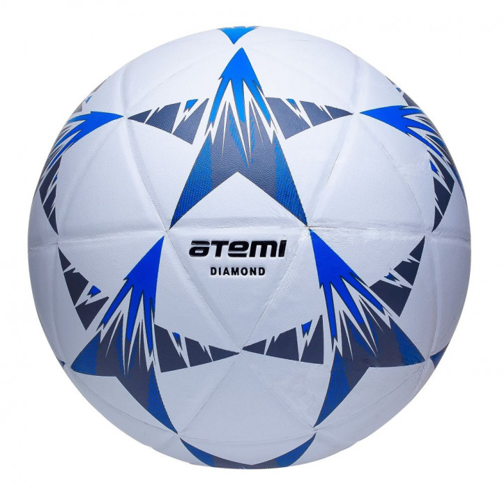 Мяч футбольный Atemi DIAMOND PVC бел/чёрн/син., р.5, клеенный, окруж 68-71