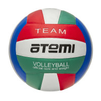 Мяч волейбольный Atemi TEAM, синтетическая кожа PU Soft, красн/бел/син/зел, 18 п,клееный,окруж 65-67